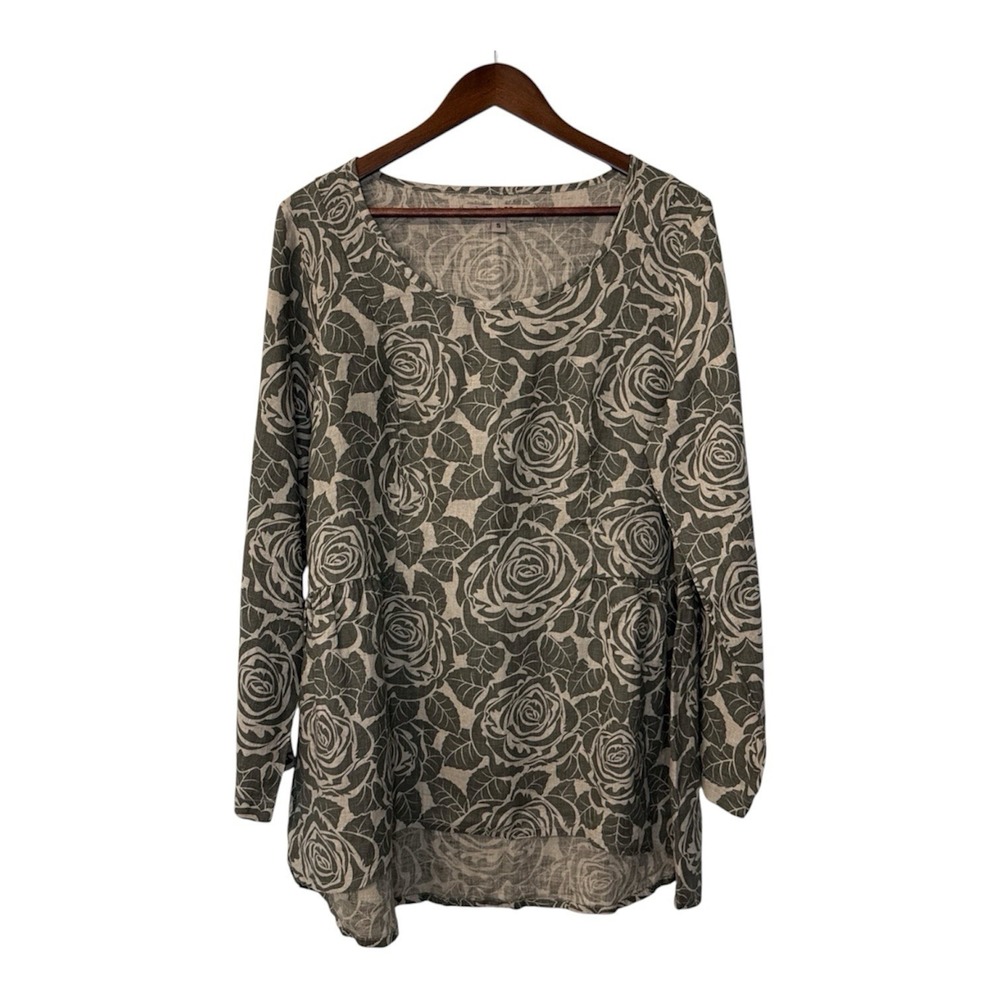NEW Flax floral tunic top women's S 6-10 floral tropical Hawaiian beach pockets